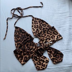 PRETTYLITTLETHING Tan Leopard Plunge Ring Bralet